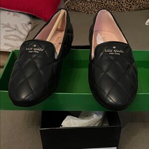kate spade Black Quilted Loafers